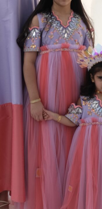 Purple with coral dress filled with mirrors (6-16Y)