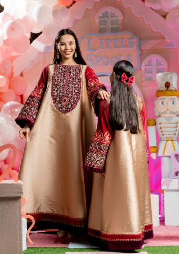 Maroon baige kaftan - Kids