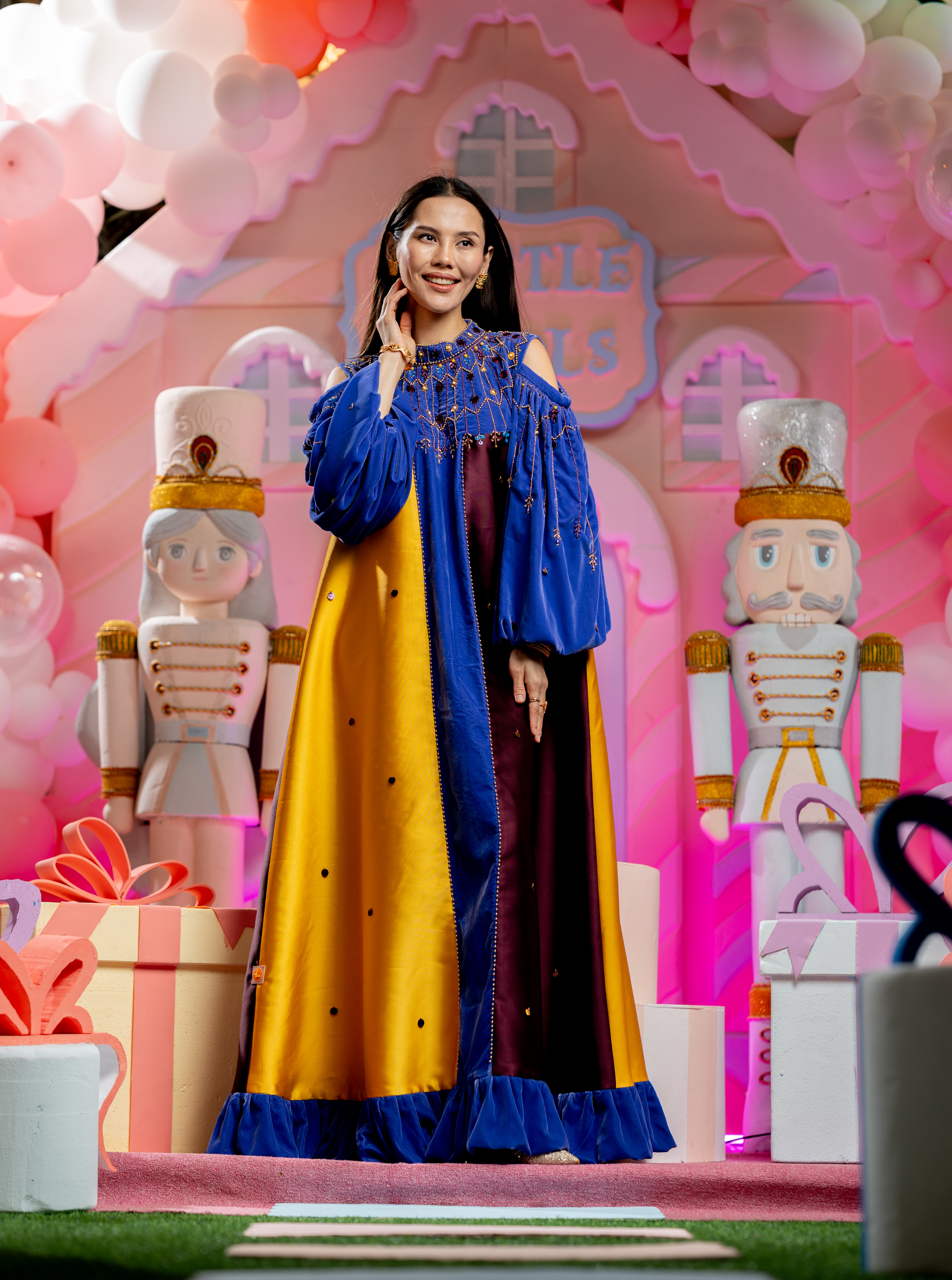 Multi colors kaftan with gold handwork - Adults